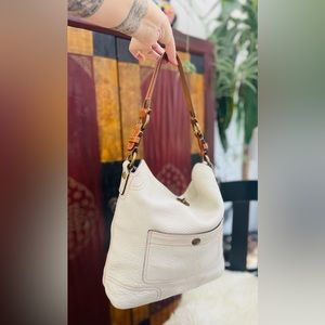 COACH IVORY PEBBLE LEATHER SHOULDER BAG